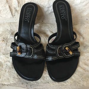 Franco Sarto Black Leather Sandals Lk. New Sz 7.5